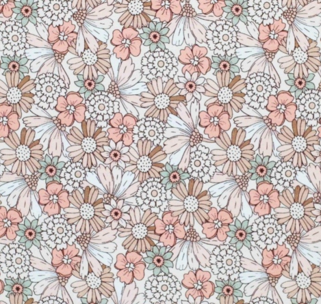 Jersey Vintage Flowers Pastell
