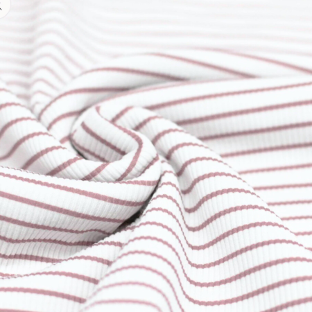 Ribjersey Stripes weiß/rosa