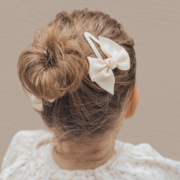 Baby-Haarspangen 2er Set Schleifen creme