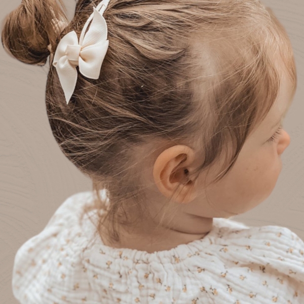 Baby-Haarspangen 2er Set Schleifen creme