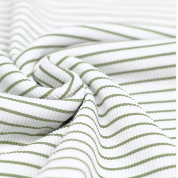 Ribjersey Stripes weiß/olive