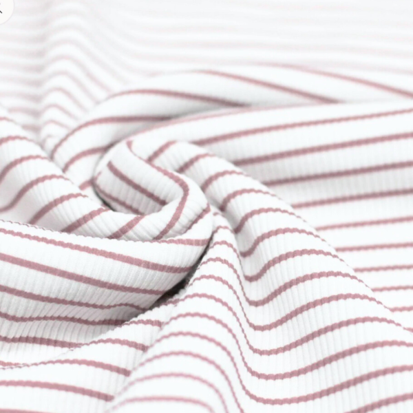 Ribjersey Stripes weiß/rosa