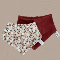 SOFORTKAUF 2er Set Rib ziegelrot/ beige flowers